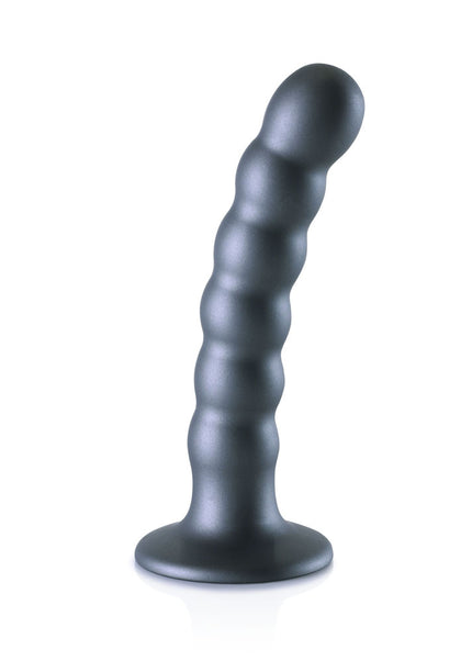 OUCH! Beaded Silicone G-Spot Dildo - 5'' / 13cm - Gunmetal 13 cm Dildo