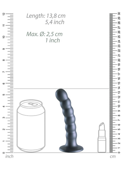 OUCH! Beaded Silicone G-Spot Dildo - 5'' / 13cm - Gunmetal 13 cm Dildo