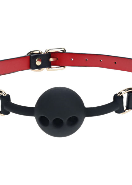 OUCH! Milan Collection - Silicone Ball Gag - Black/Red Breathable Mouth Restraint