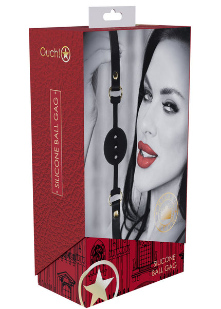 OUCH! Milan Collection - Silicone Ball Gag - Black/Red Breathable Mouth Restraint