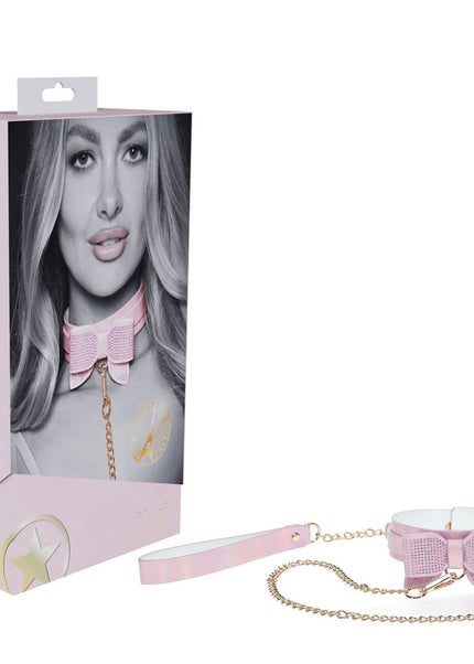 OUCH! Paris Collection - Collar with Leash - Pink Restraint