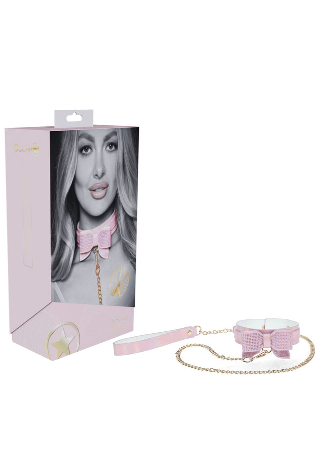 OUCH! Paris Collection - Collar with Leash - Pink Restraint