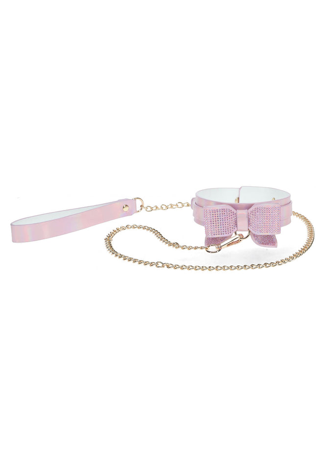 OUCH! Paris Collection - Collar with Leash - Pink Restraint
