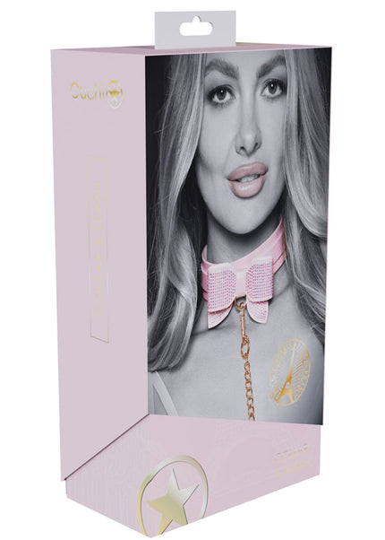 OUCH! Paris Collection - Collar with Leash - Pink Restraint