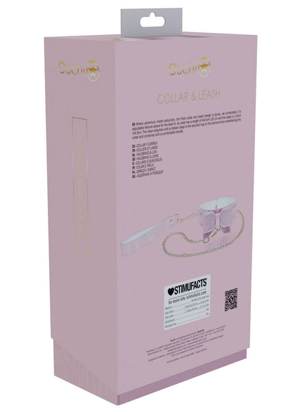 OUCH! Paris Collection - Collar with Leash - Pink Restraint