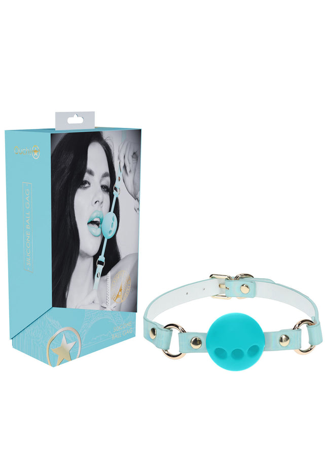 OUCH! Paris Collection - Silicone Ball Gag - Baby Blue Breatheable Mouth Restraint