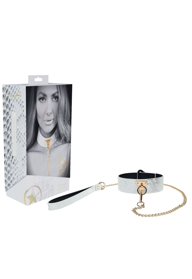 OUCH! Florence Collection - Collar with Leash - White Restraint