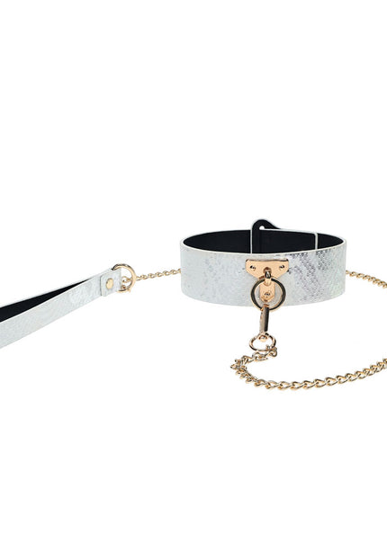 OUCH! Florence Collection - Collar with Leash - White Restraint
