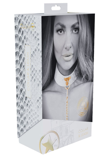 OUCH! Florence Collection - Collar with Leash - White Restraint