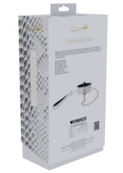OUCH! Florence Collection - Collar with Leash - White Restraint
