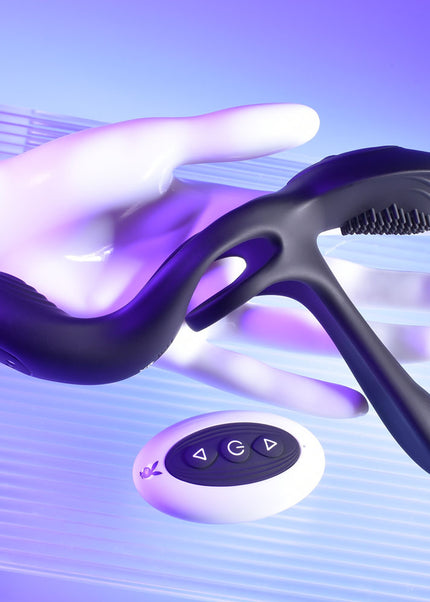 Playboy Pleasure The 3 Way - Black USB Rechargeable Vibrating Cock Ring with Wireless Remote