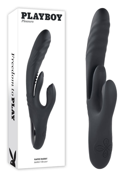 Playboy Pleasure RAPID RABBIT - Black 26.4 cm USB Rechargeable Rabbit Vibrator
