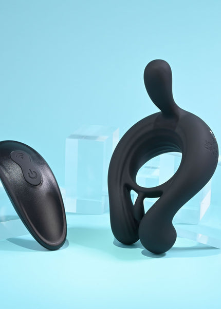 Playboy Pleasure TRIPLE PLAY - Black USB Rechargeable Cock Ring with Wireless Remote