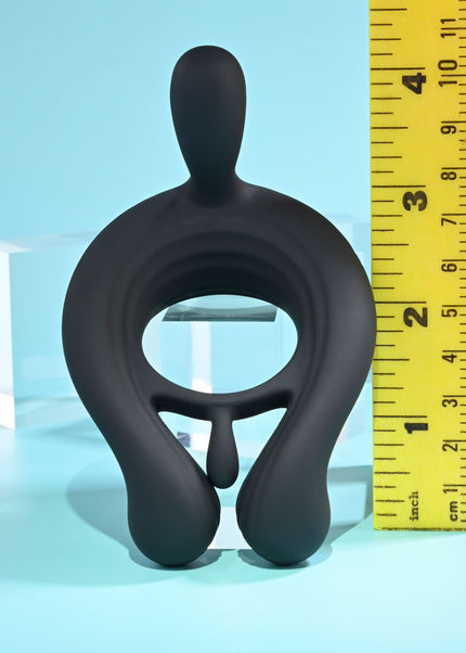 Playboy Pleasure TRIPLE PLAY - Black USB Rechargeable Cock Ring with Wireless Remote