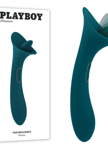 Playboy Pleasure TRUE INDULGENCE - Teal 21.3 cm USB Rechargeable Vibrator with Flicking Tip