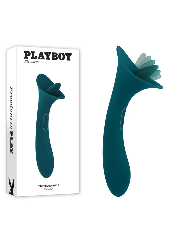 Playboy Pleasure TRUE INDULGENCE - Teal 21.3 cm USB Rechargeable Vibrator with Flicking Tip