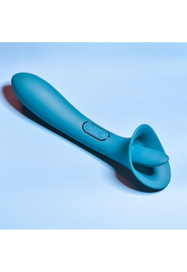 Playboy Pleasure TRUE INDULGENCE - Teal 21.3 cm USB Rechargeable Vibrator with Flicking Tip