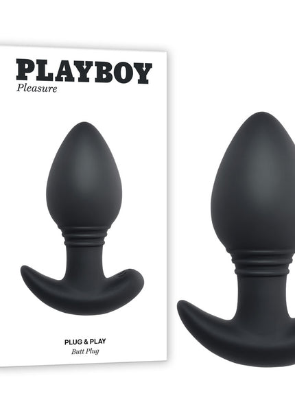 Playboy Pleasure PLUG & PLAY - Black 10.3 cm USB Rechargeable Vibrating Butt Plug with Wireless Remote