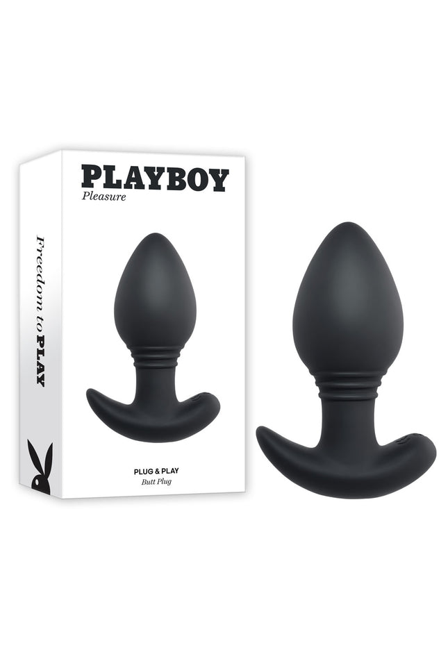 Playboy Pleasure PLUG & PLAY - Black 10.3 cm USB Rechargeable Vibrating Butt Plug with Wireless Remote