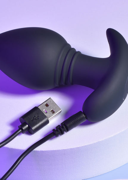 Playboy Pleasure PLUG & PLAY - Black 10.3 cm USB Rechargeable Vibrating Butt Plug with Wireless Remote