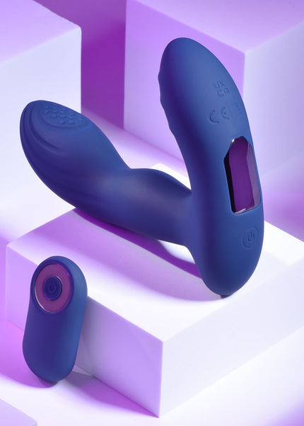 Playboy Pleasure PLEASURE PLEASER - Blue USB Rechargeable Vibrating Prostate Massager with Wireless Remote