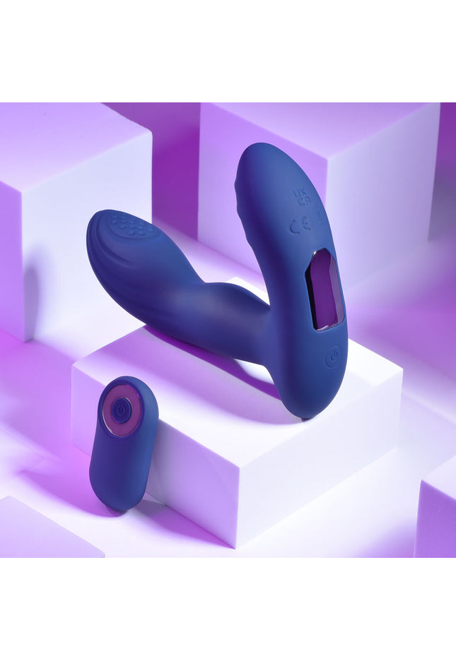 Playboy Pleasure PLEASURE PLEASER - Blue USB Rechargeable Vibrating Prostate Massager with Wireless Remote
