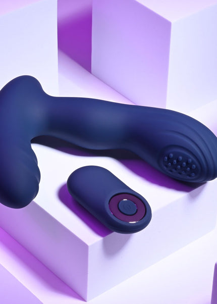 Playboy Pleasure PLEASURE PLEASER - Blue USB Rechargeable Vibrating Prostate Massager with Wireless Remote