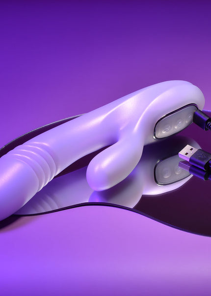 Playboy Pleasure BUMPING BUNNY - Opal 22.9 cm USB Rechargeable Thrusting & Warming Rabbit Vibrator