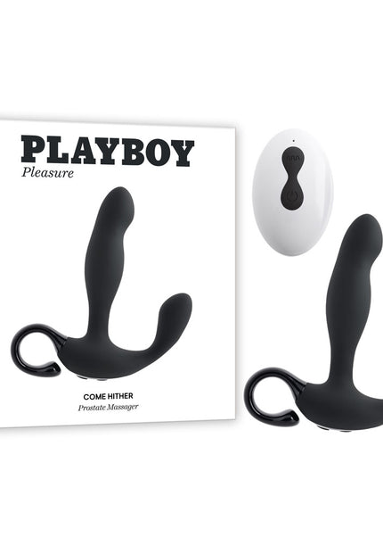 Playboy Pleasure COME HITHER - Black 13.2 cm USB Rechargeable Vibrating Prostate Massager with Wireless Remote Control