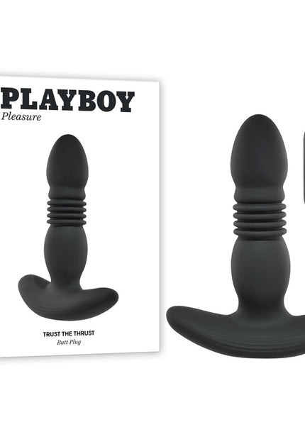 Playboy Pleasure TRUST THE THRUST - Black 13.7 cm USB Rechargeable Thrusting Butt Plug with Wireless Remote