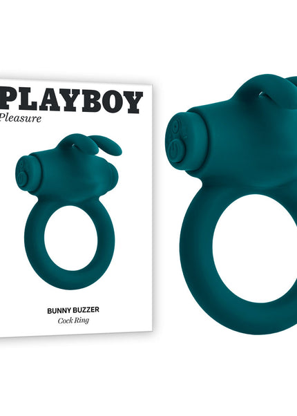 Playboy Pleasure BUNNY BUZZER - Green USB Rechargeable Vibrating Cock Ring