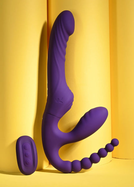 Playboy Pleasure HUG IT OUT - Purple 29 cm USB Rechargeable Strapless Strap-On