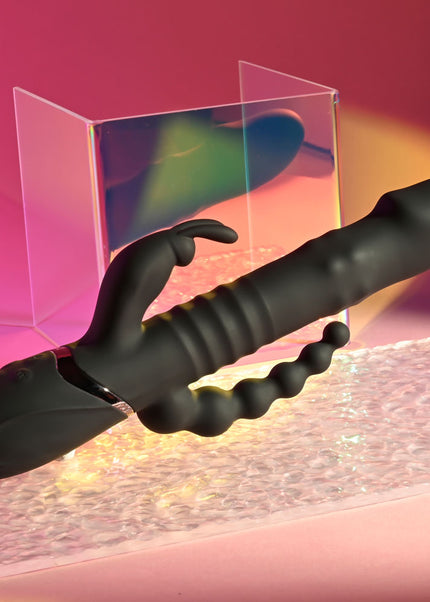Playboy Pleasure BIG BUNNY ENERGY - Black 26.2 cm USB Rechargeable Rabbit Vibrator with Anal Beads