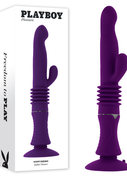 Playboy Pleasure HOPPY ENDING - Purple 29.2 cm USB Rechargeable Thrusting Rabbit Vibrator