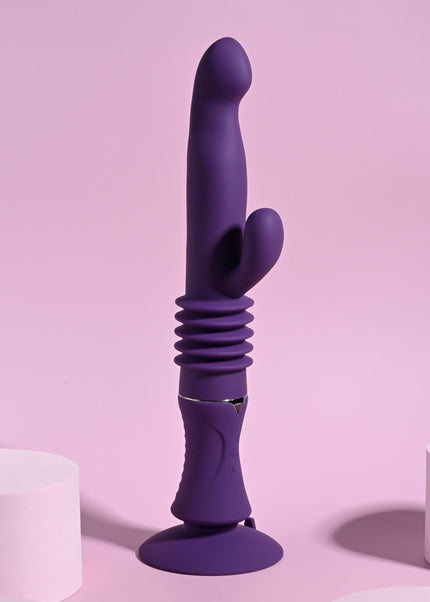 Playboy Pleasure HOPPY ENDING - Purple 29.2 cm USB Rechargeable Thrusting Rabbit Vibrator