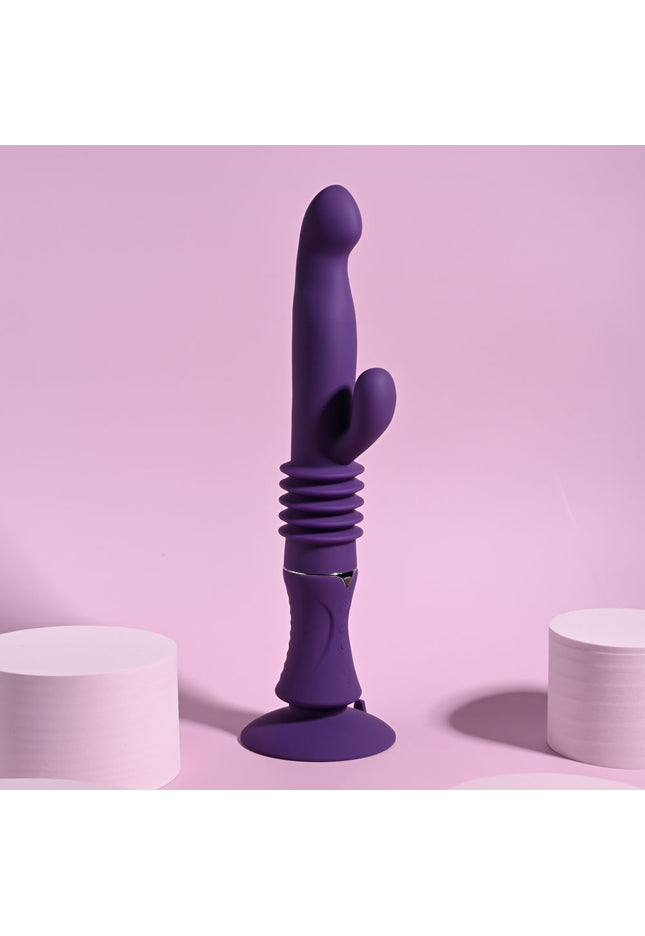 Playboy Pleasure HOPPY ENDING - Purple 29.2 cm USB Rechargeable Thrusting Rabbit Vibrator