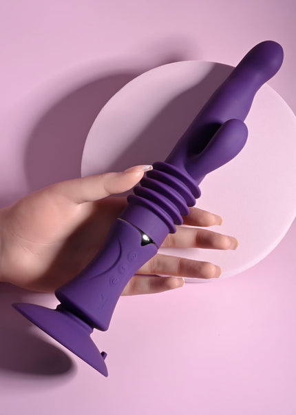 Playboy Pleasure HOPPY ENDING - Purple 29.2 cm USB Rechargeable Thrusting Rabbit Vibrator