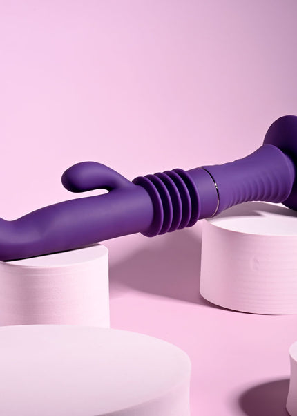Playboy Pleasure HOPPY ENDING - Purple 29.2 cm USB Rechargeable Thrusting Rabbit Vibrator
