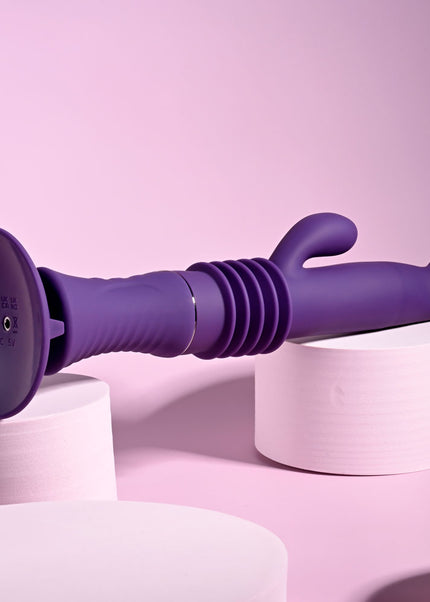 Playboy Pleasure HOPPY ENDING - Purple 29.2 cm USB Rechargeable Thrusting Rabbit Vibrator