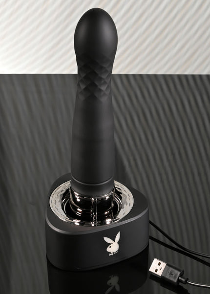 Playboy Pleasure PLEASURE ZONE - Black 21.4 cm Rechargeable Vibrator with USB Charging Dock