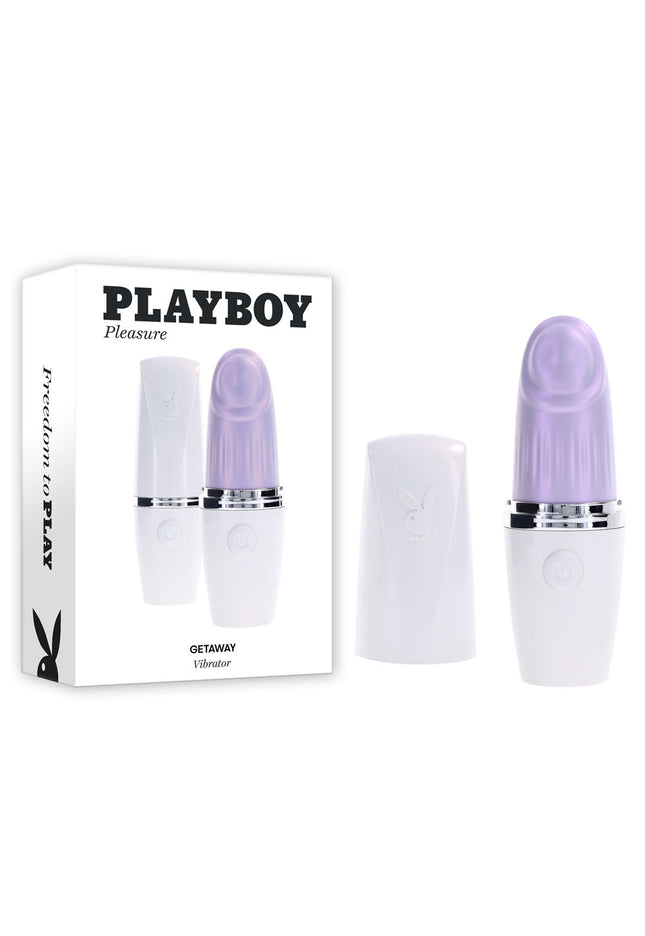 Playboy Pleasure GETAWAY - White/Purple 14.2 cm USB Rechargeable Tapping Stimulator