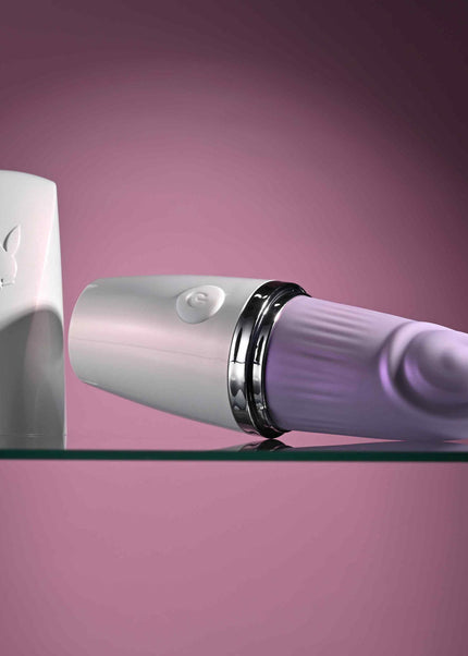 Playboy Pleasure GETAWAY - White/Purple 14.2 cm USB Rechargeable Tapping Stimulator