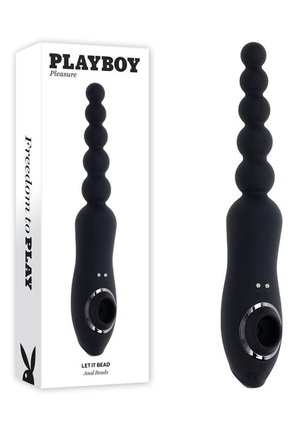 Playboy Pleasure LET IT BEAD - Black 23.1 cm USB Rechargeable Vibrating Anal Beads with Clitoral Suction