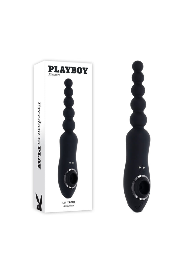 Playboy Pleasure LET IT BEAD - Black 23.1 cm USB Rechargeable Vibrating Anal Beads with Clitoral Suction