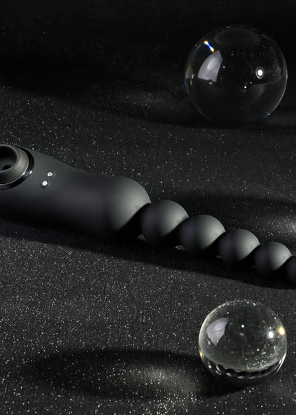 Playboy Pleasure LET IT BEAD - Black 23.1 cm USB Rechargeable Vibrating Anal Beads with Clitoral Suction