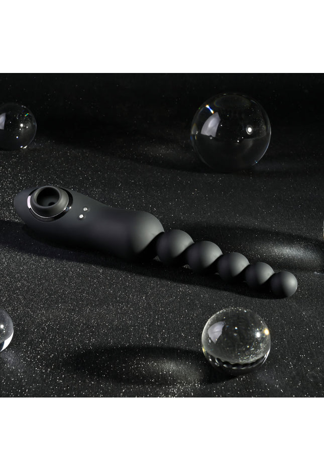 Playboy Pleasure LET IT BEAD - Black 23.1 cm USB Rechargeable Vibrating Anal Beads with Clitoral Suction
