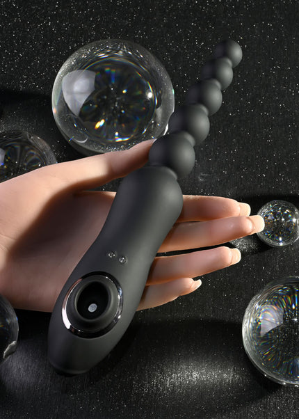 Playboy Pleasure LET IT BEAD - Black 23.1 cm USB Rechargeable Vibrating Anal Beads with Clitoral Suction