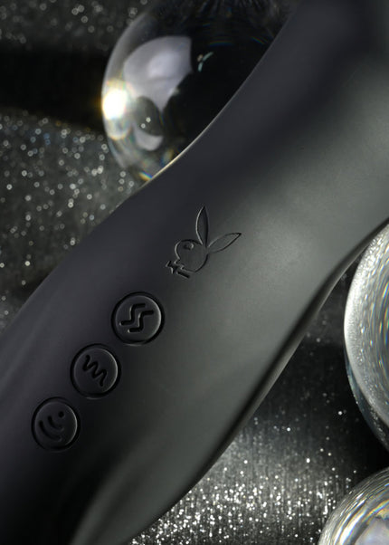 Playboy Pleasure LET IT BEAD - Black 23.1 cm USB Rechargeable Vibrating Anal Beads with Clitoral Suction