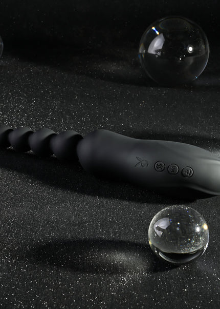 Playboy Pleasure LET IT BEAD - Black 23.1 cm USB Rechargeable Vibrating Anal Beads with Clitoral Suction