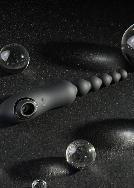 Playboy Pleasure LET IT BEAD - Black 23.1 cm USB Rechargeable Vibrating Anal Beads with Clitoral Suction